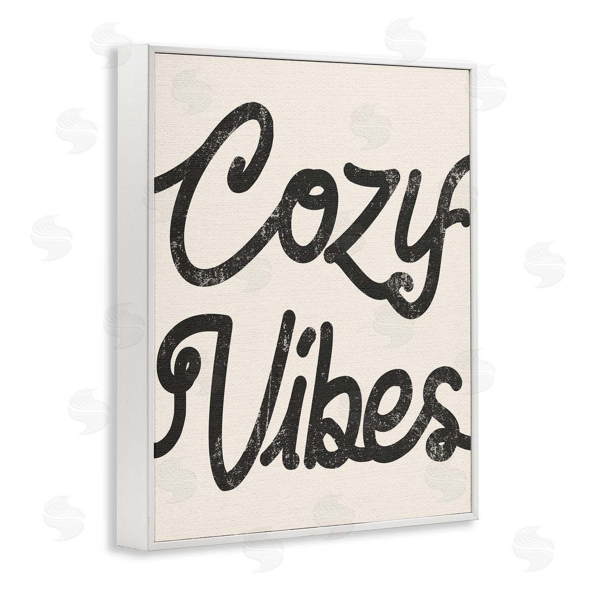Stupell Studio Cozy Vibes Retro Vintage Typography Phrase  White Framed Giclee Wall Art Print