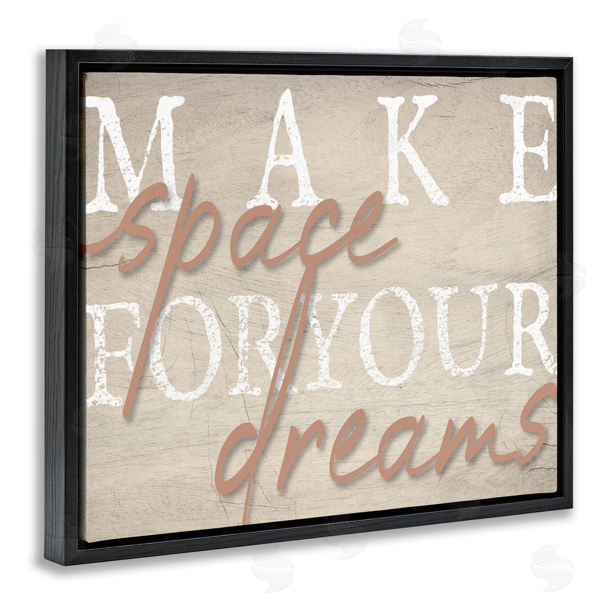 Stupell Studio Make Space For Dreams Weathered Grainy Pattern Quote  Black Floating Frame Canvas Wall Art Print