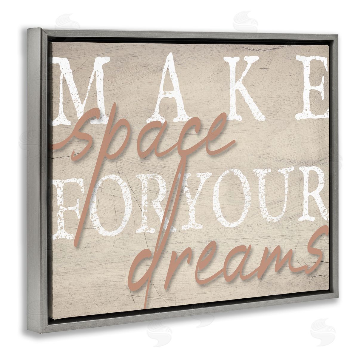 Stupell Studio Make Space For Dreams Weathered Grainy Pattern Quote  Gray Floating Frame Canvas Wall Art Print