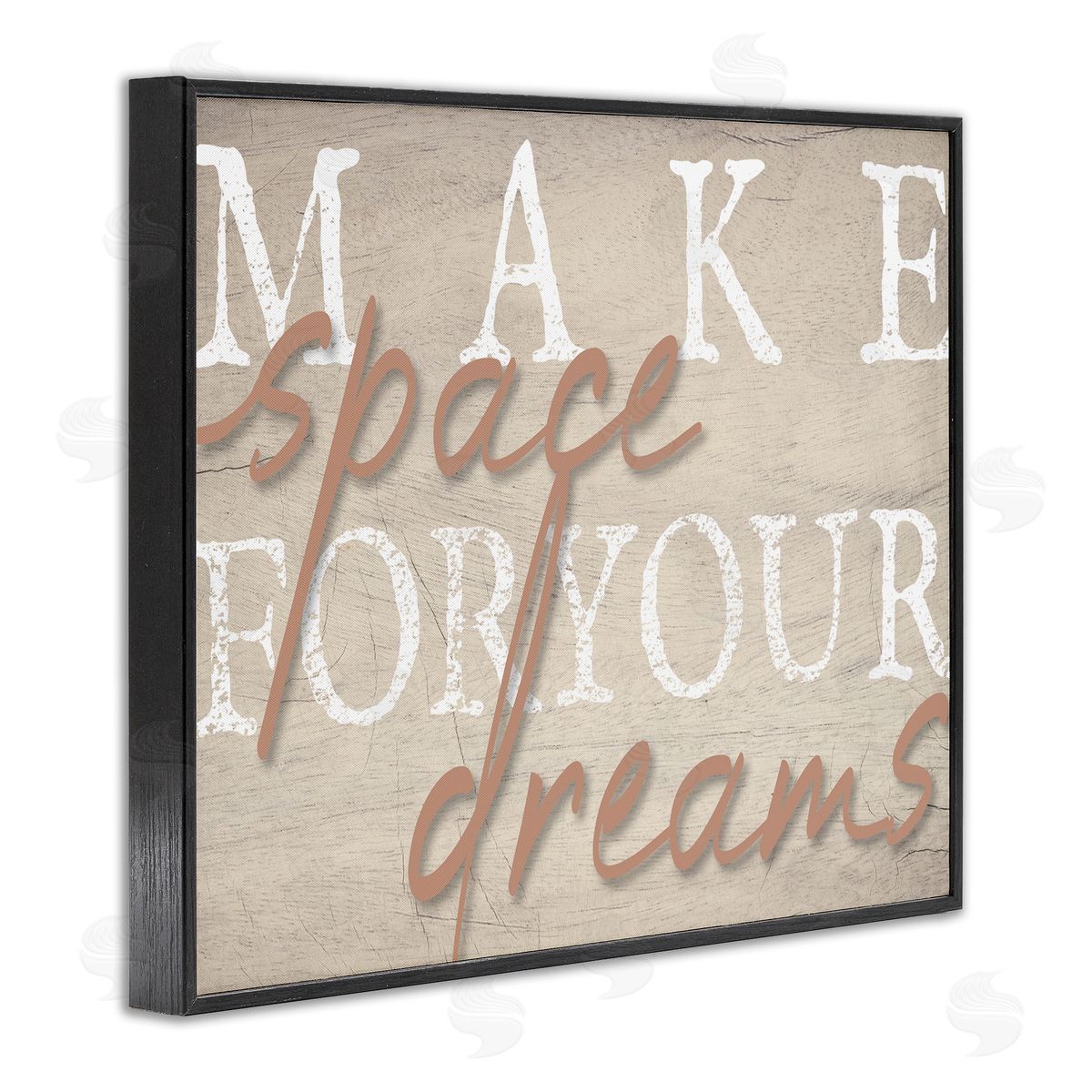 Stupell Studio Make Space For Dreams Weathered Grainy Pattern Quote  Black Framed Giclee Wall Art Print