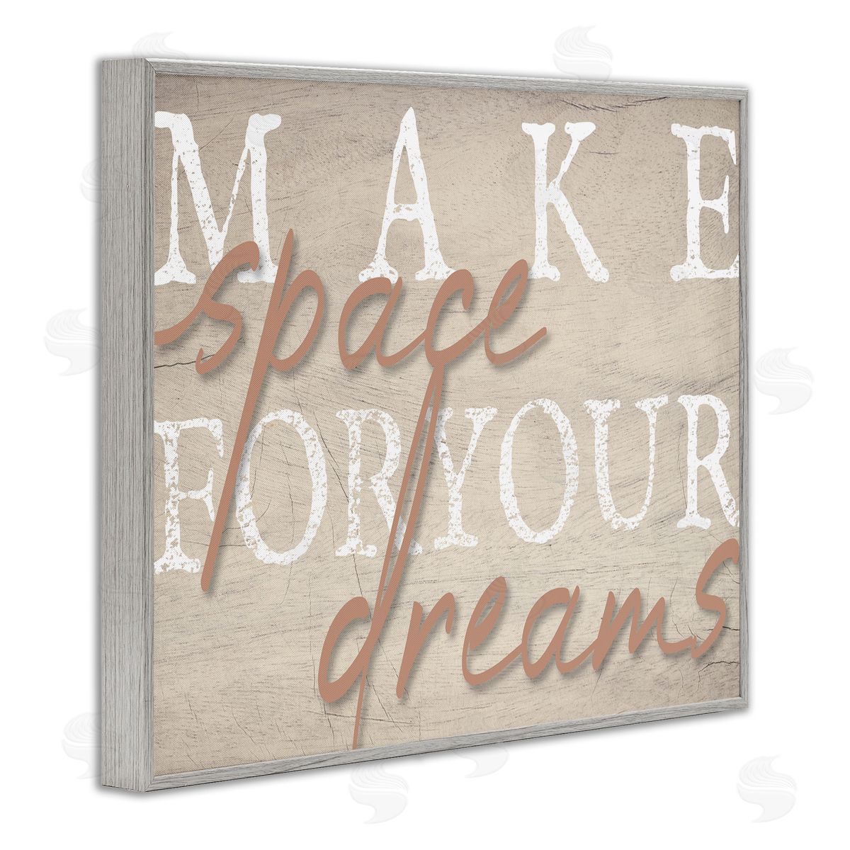 Stupell Studio Make Space For Dreams Weathered Grainy Pattern Quote  Gray Framed Giclee Wall Art Print