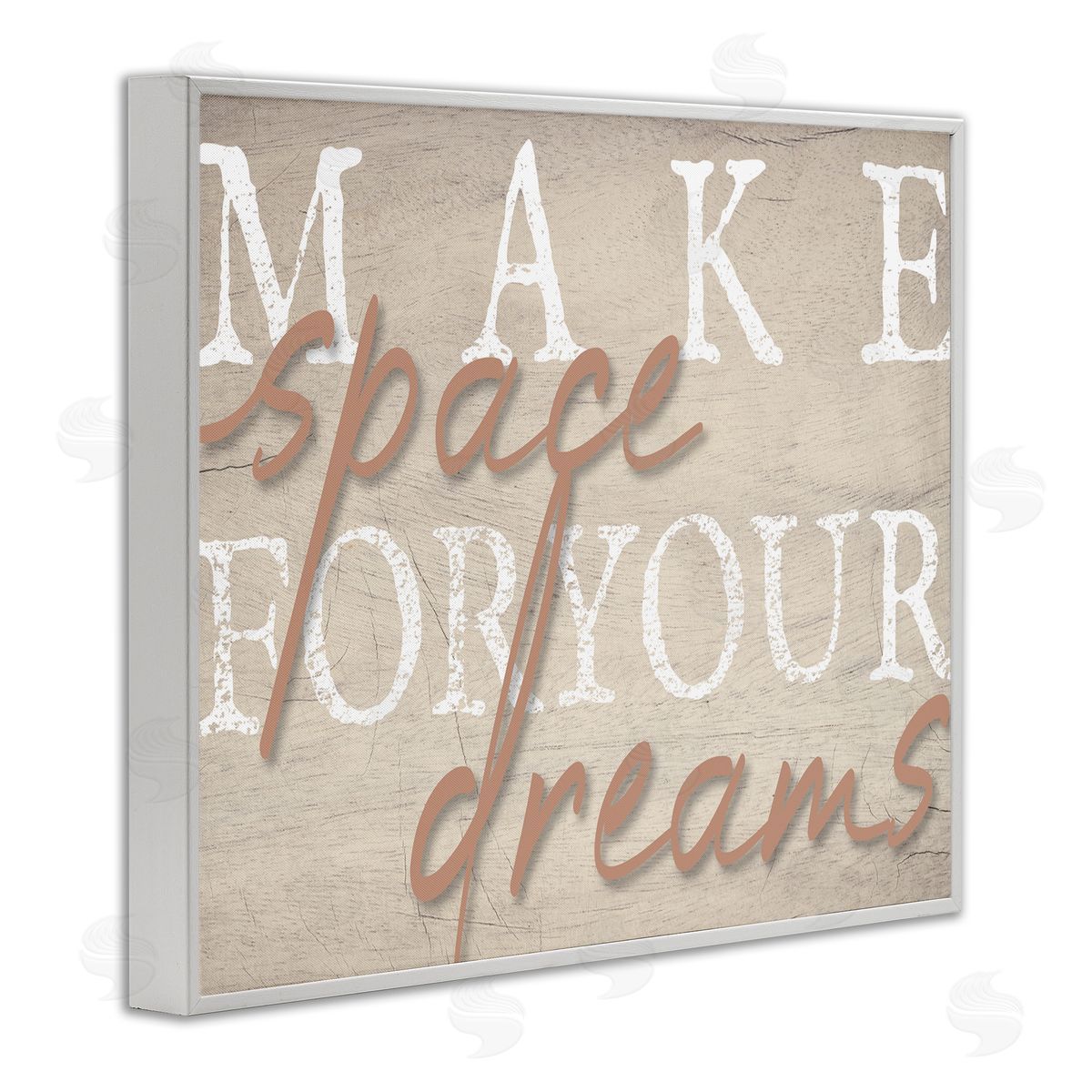 Stupell Studio Make Space For Dreams Weathered Grainy Pattern Quote  White Framed Giclee Wall Art Print
