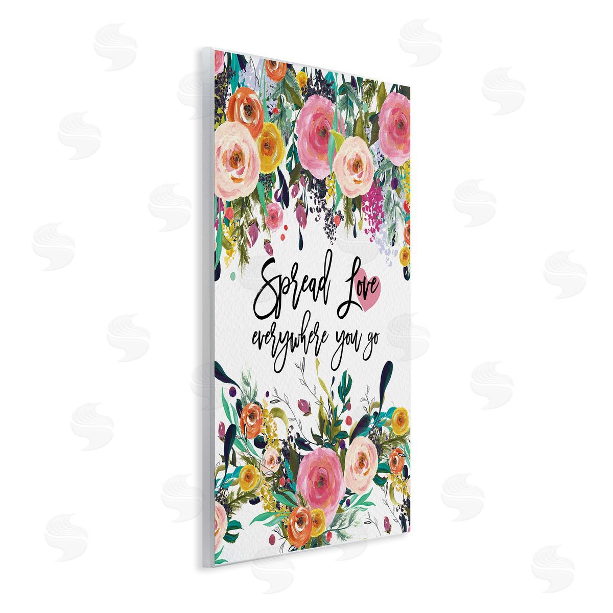 Amy Brinkman Spread Love Phrase Pink Floral Blooms Calligraphy  Wall Plaque Art Print