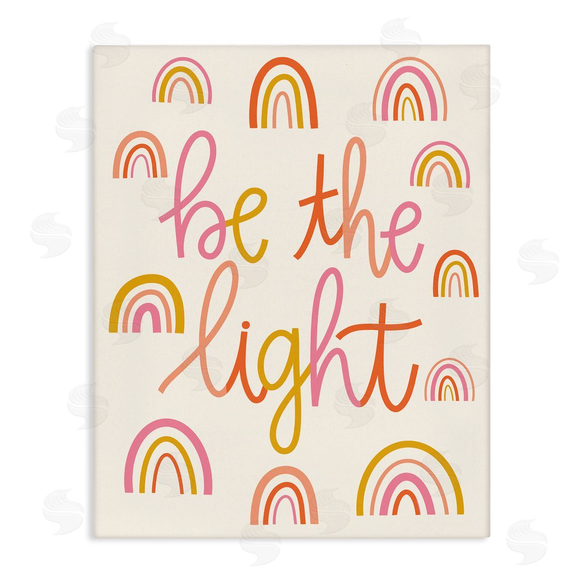 Taylor Shannons Be The Light Saying Bold Rainbow Stripes Pattern  Stretched Canvas Wall Art Print