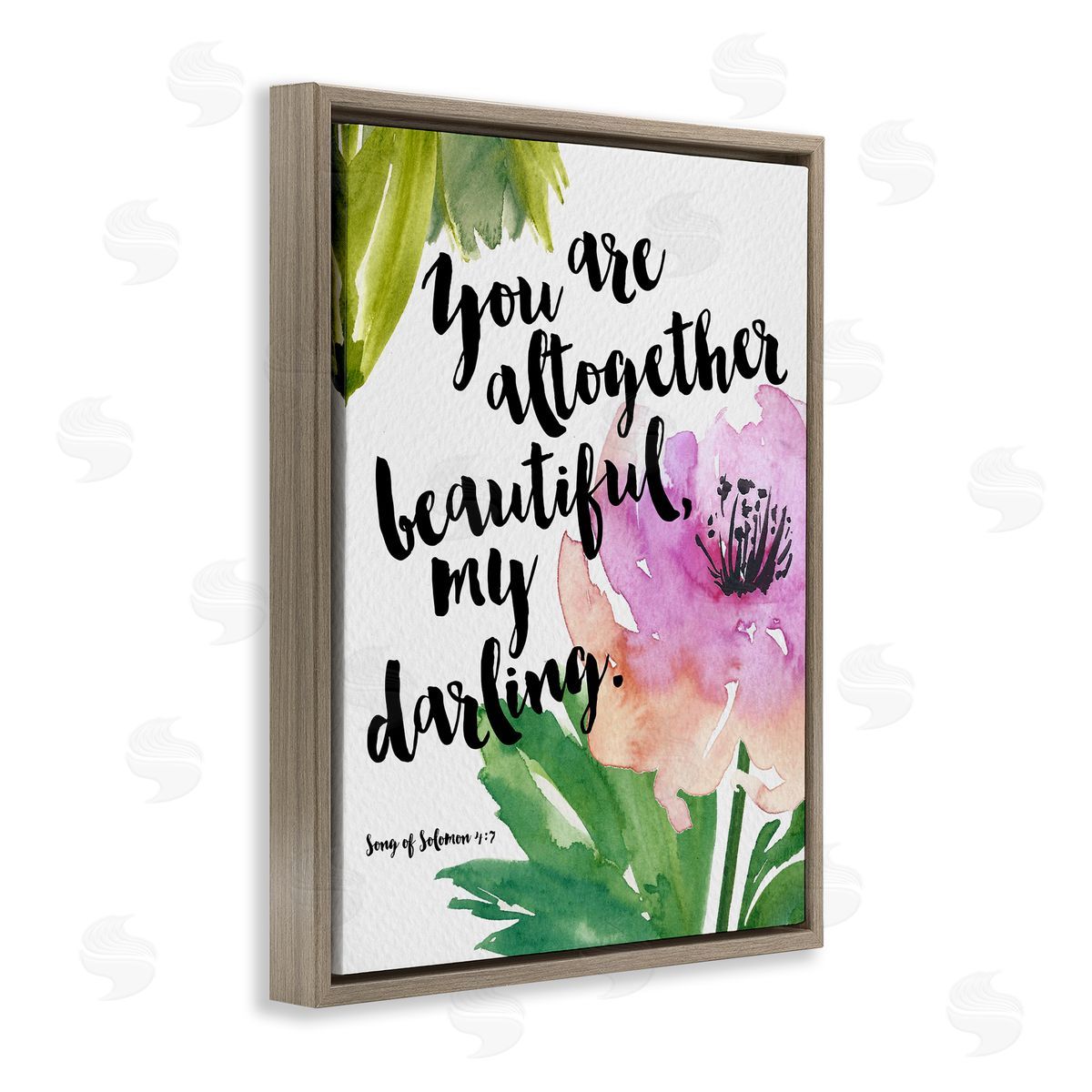 Amy Brinkman You Are Altogether Beautiful Spiritual Calligraphy Quote Brown Floating Frame Canvas Wall Art Print