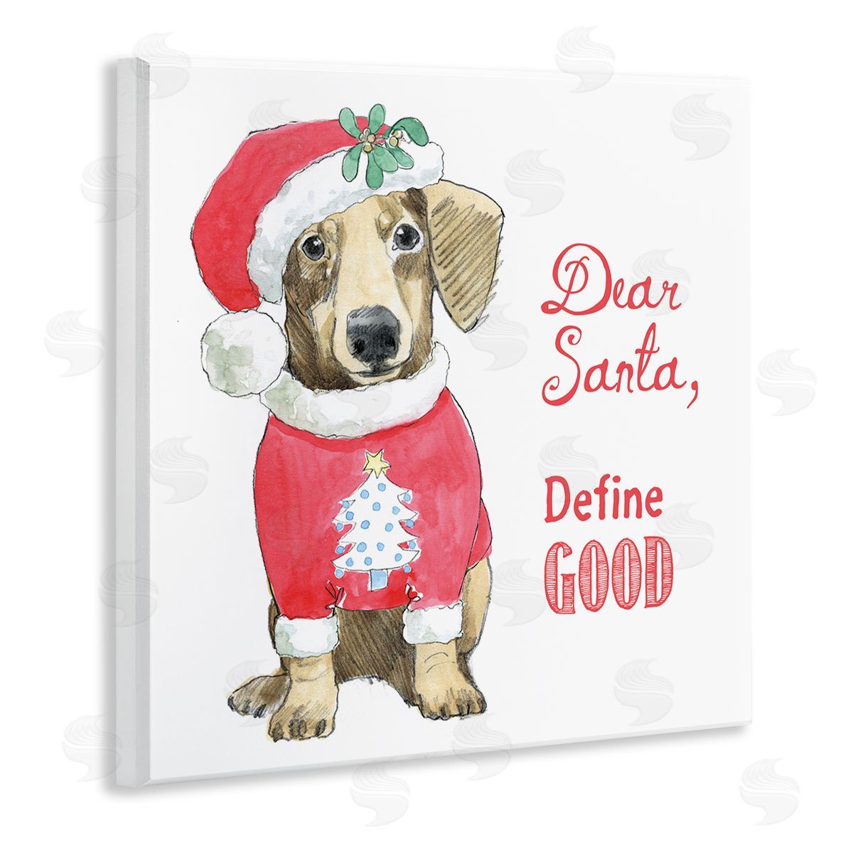 Beth Grove Dear Santa Define Good Humorous Dog Christmas Outfit  Wooden Wall Plaque Art Print