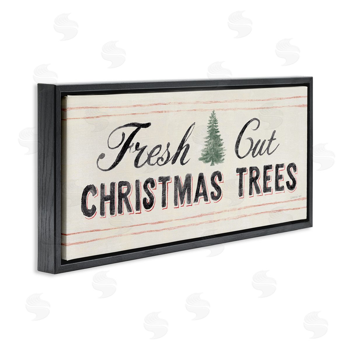 Fresh Cut Christmas Trees Vintage Black Floating Frame Canvas Wall Art, Home Decor by Danhui Nai