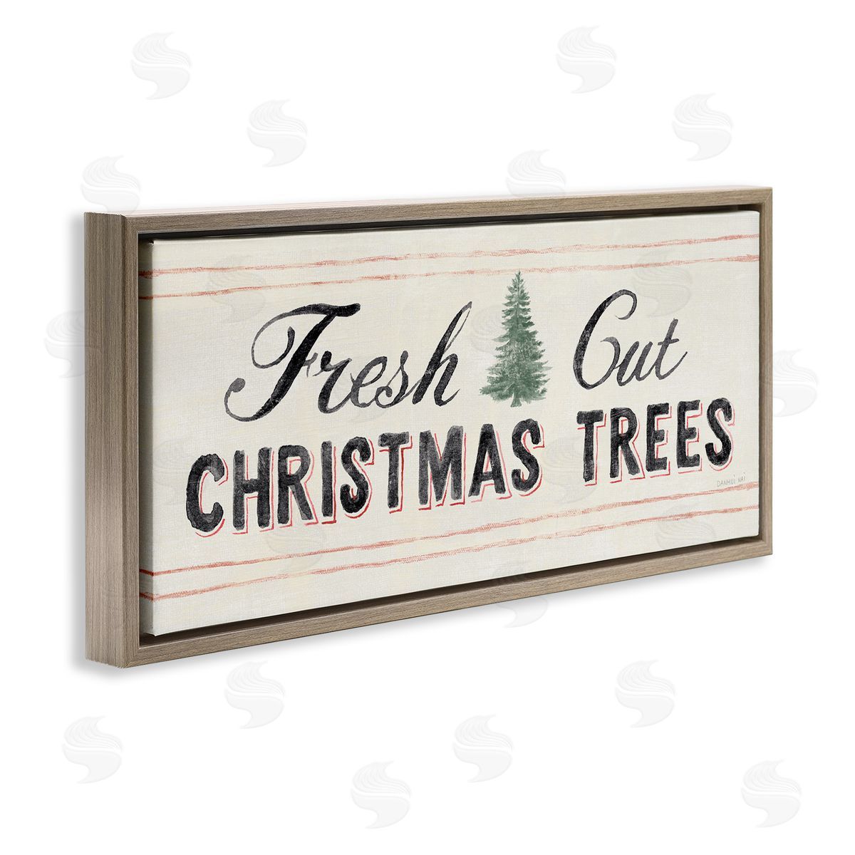 Fresh Cut Christmas Trees Vintage Brown Floating Frame Canvas Wall Art, Home Decor by Danhui Nai