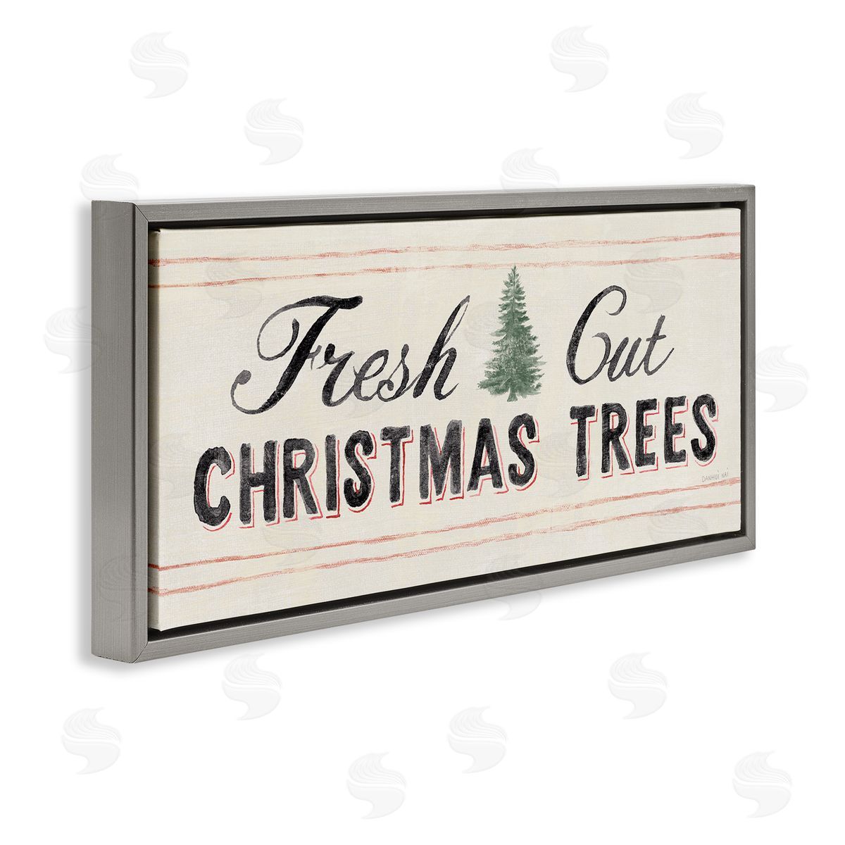 Fresh Cut Christmas Trees Vintage Grey Floating Frame Canvas Wall Art, Home Decor by Danhui Nai