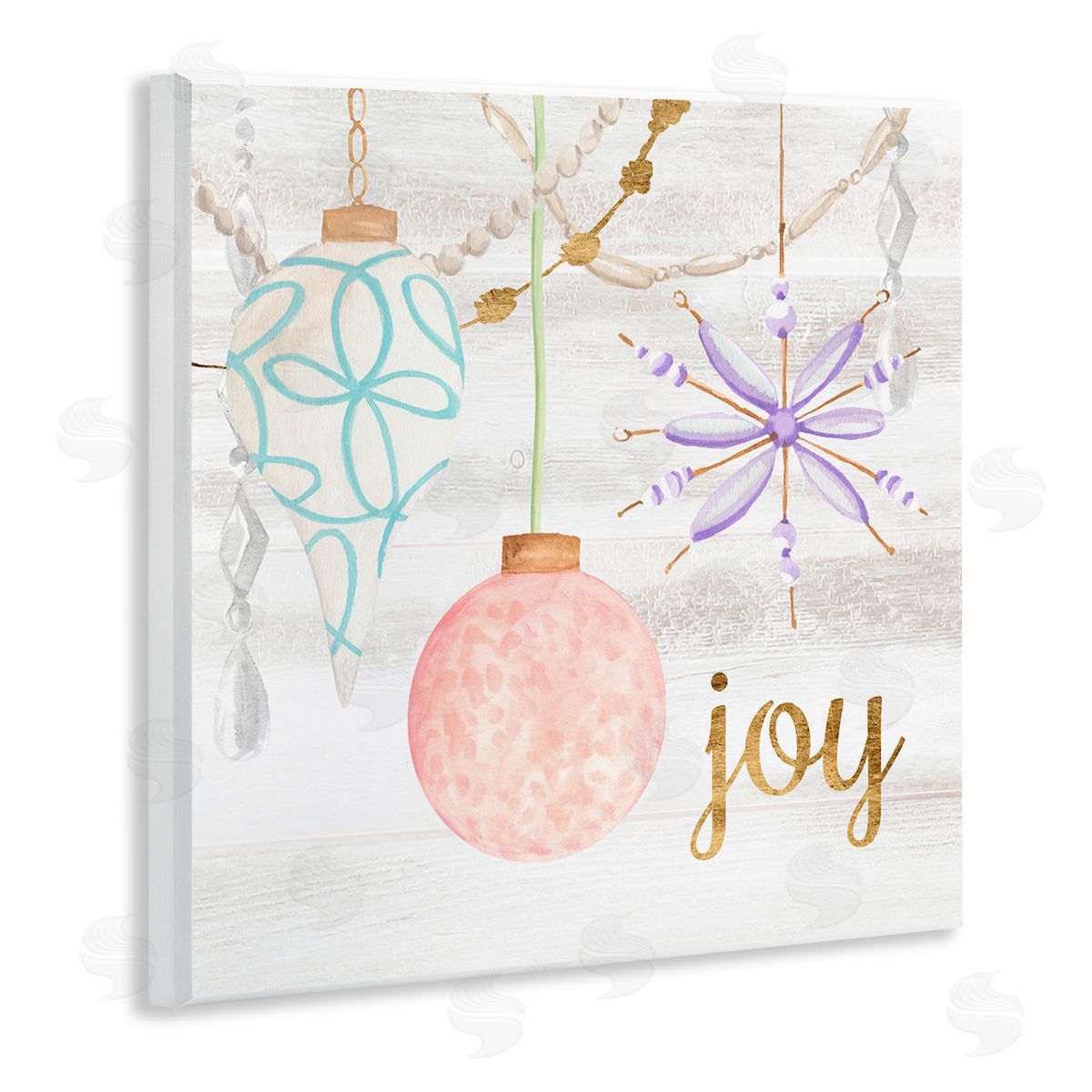 Annie Warren Hanging Holiday Ornaments Festive Joy Glam Text  Wooden Wall Plaque Art Print