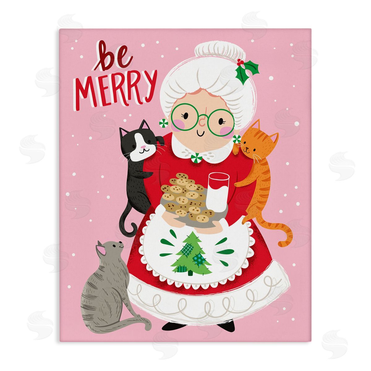 stupell industries Arrolynn Weiderhold | Be Merry Grandma Christmas Cookies Cats Perched Wall Art