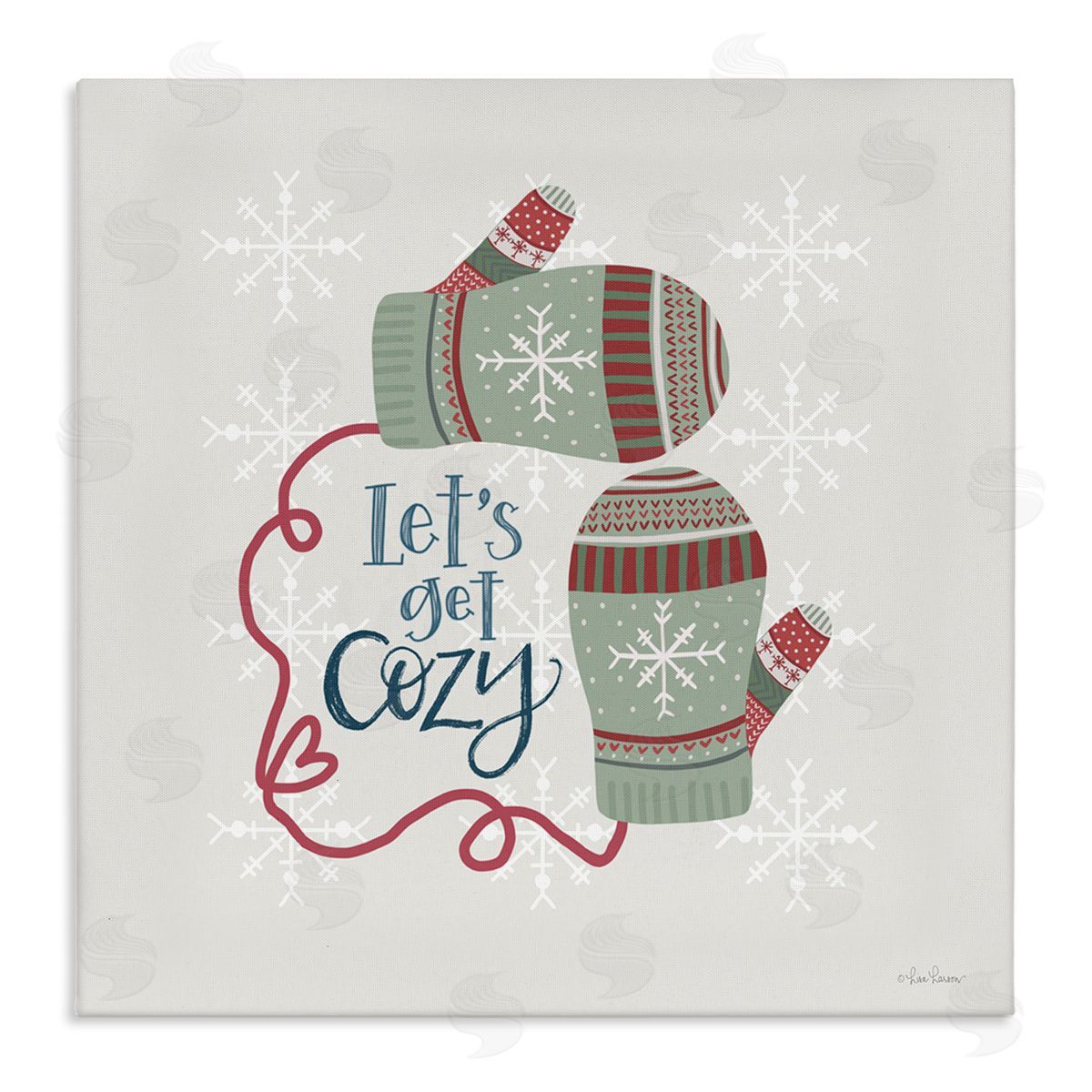 Lisa Larson Let's Get Cozy Winter Mittens Snowflake Pattern  Stretched Canvas Wall Art Print