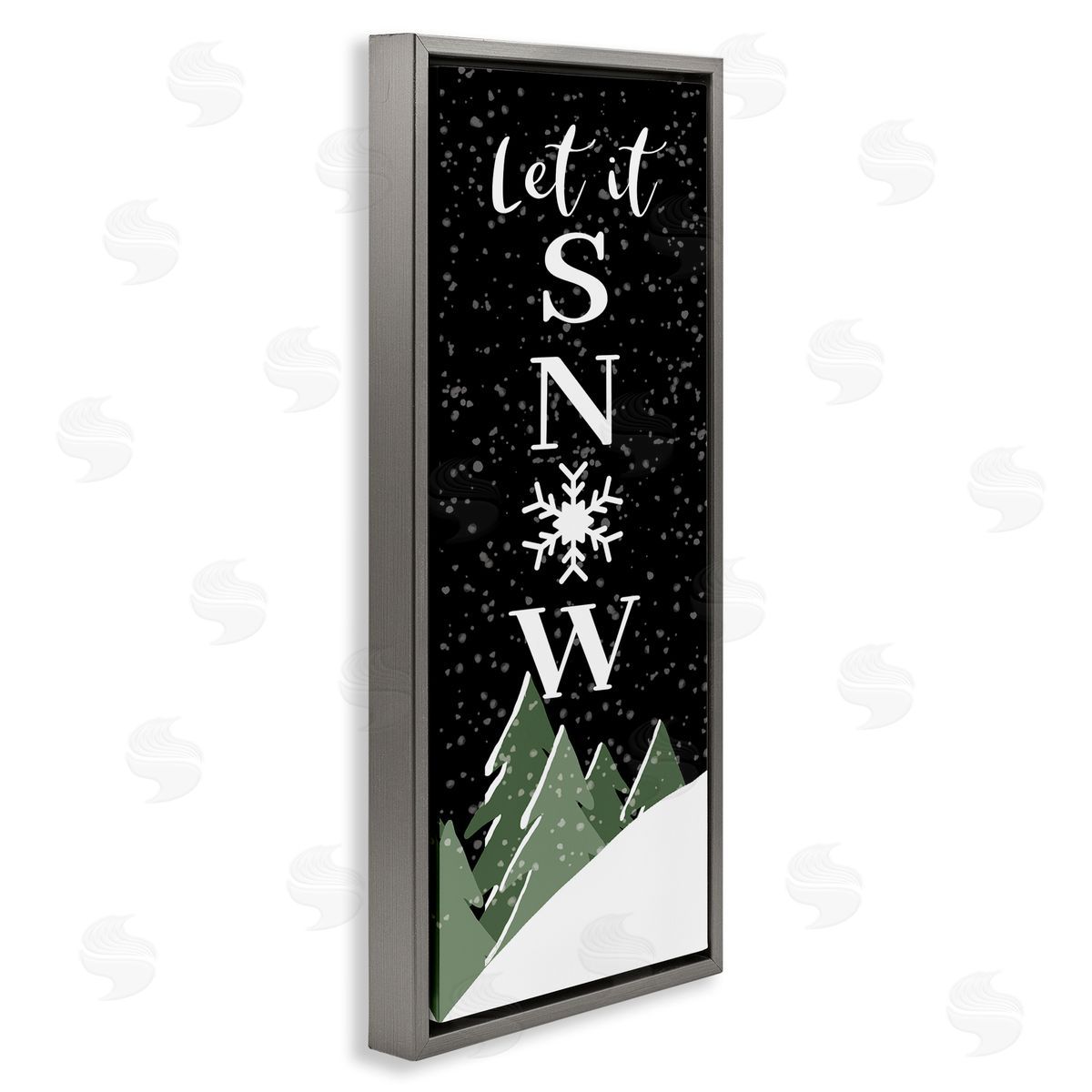 Let It Snow Winter Scene Grey Floating Frame Canvas Wall Art, Home Decor by Susan Ball