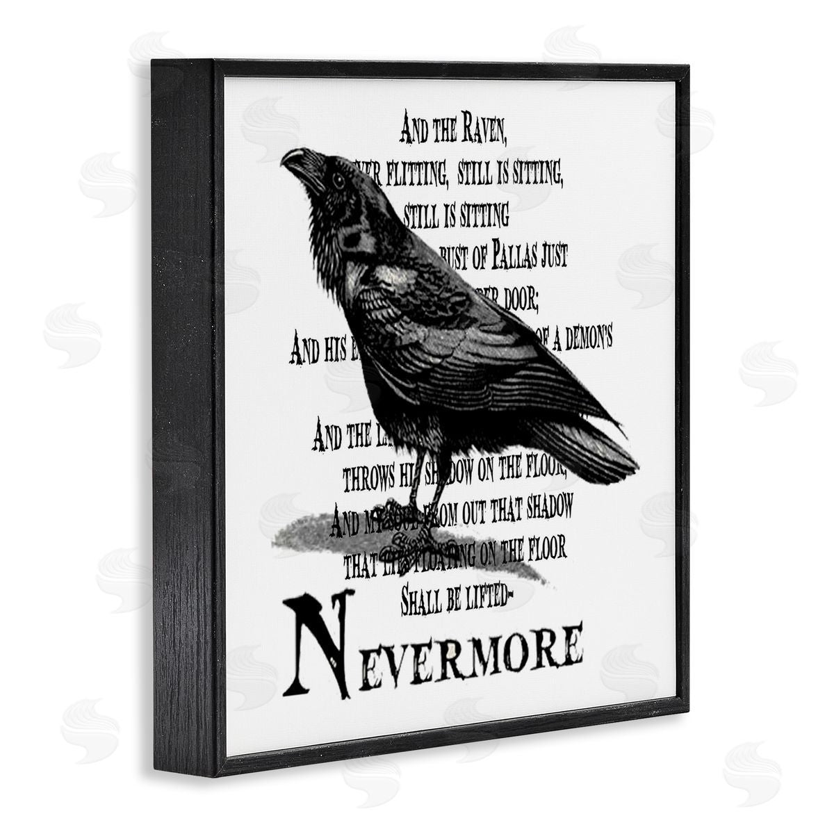 Creepy Halloween Black Crow Raven Black Frame Print Wall Art, Home Decor by Lettered and Lined