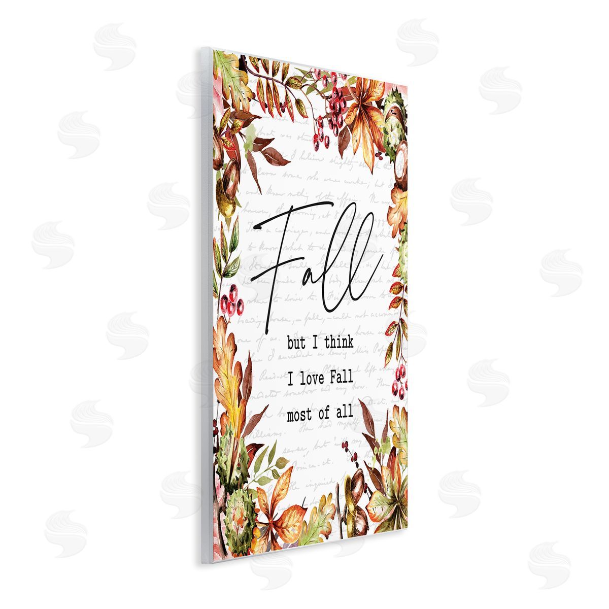 Lettered and Lined Stylish Fall Script Phrase Autumnal Foliage Plants  Wall Plaque Art Print