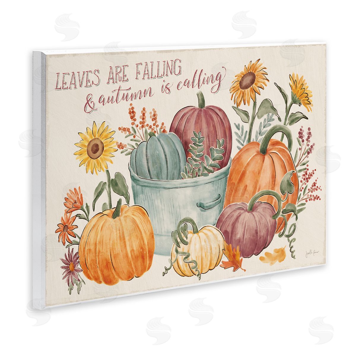 Janelle Penner Autumn Is Calling Phrase  Pumpkins Sunflowers  Wall Plaque Art Print