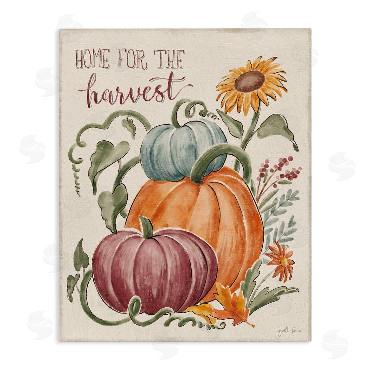 Janelle Penner Home For Harvest Cozy Autumnal Plants Botanical Flowers Stretched Canvas Wall Art Print