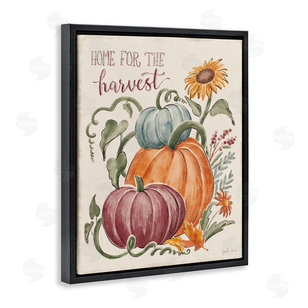 Janelle Penner Home For Harvest Cozy Autumnal Plants Botanical Flowers Black Floating Frame Canvas Wall Art Print