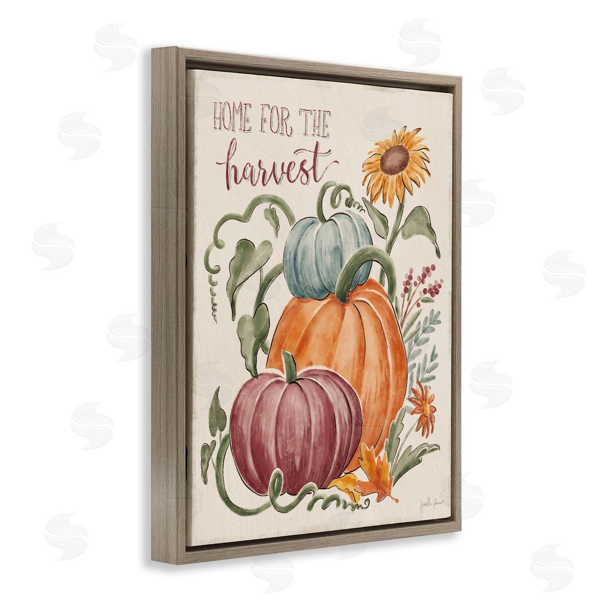Janelle Penner Home For Harvest Cozy Autumnal Plants Botanical Flowers Brown Floating Frame Canvas Wall Art Print