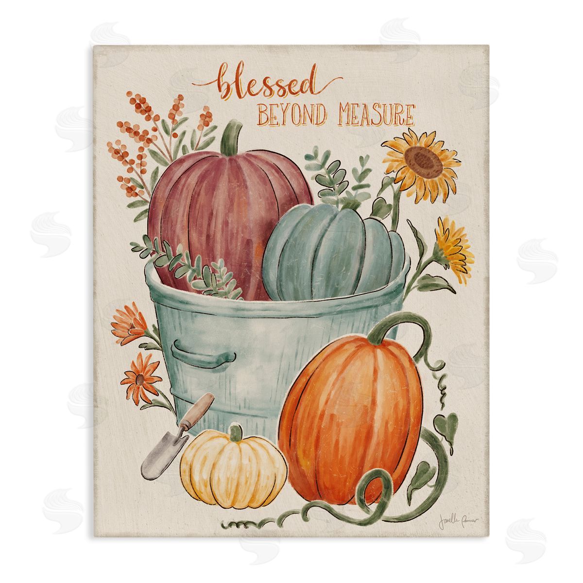 Janelle Penner Blessed Beyond Measure Pumpkin Plants Fall Harvest  Stretched Canvas Wall Art Print