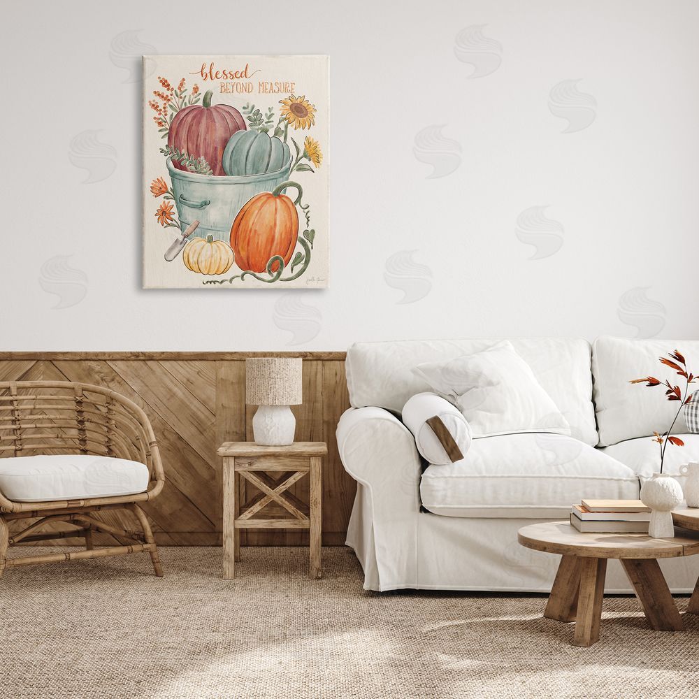 Janelle Penner Blessed Beyond Measure Pumpkin Plants Fall Harvest  Canvas Wall Art Print in Room