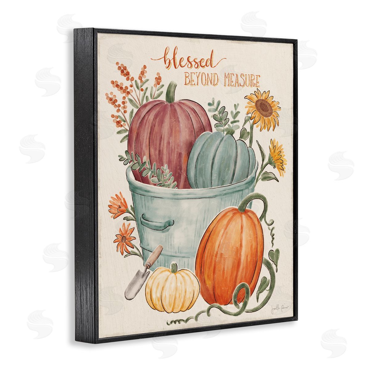 Janelle Penner Blessed Beyond Measure Pumpkin Plants Fall Harvest  Black Framed Giclee Wall Art Print