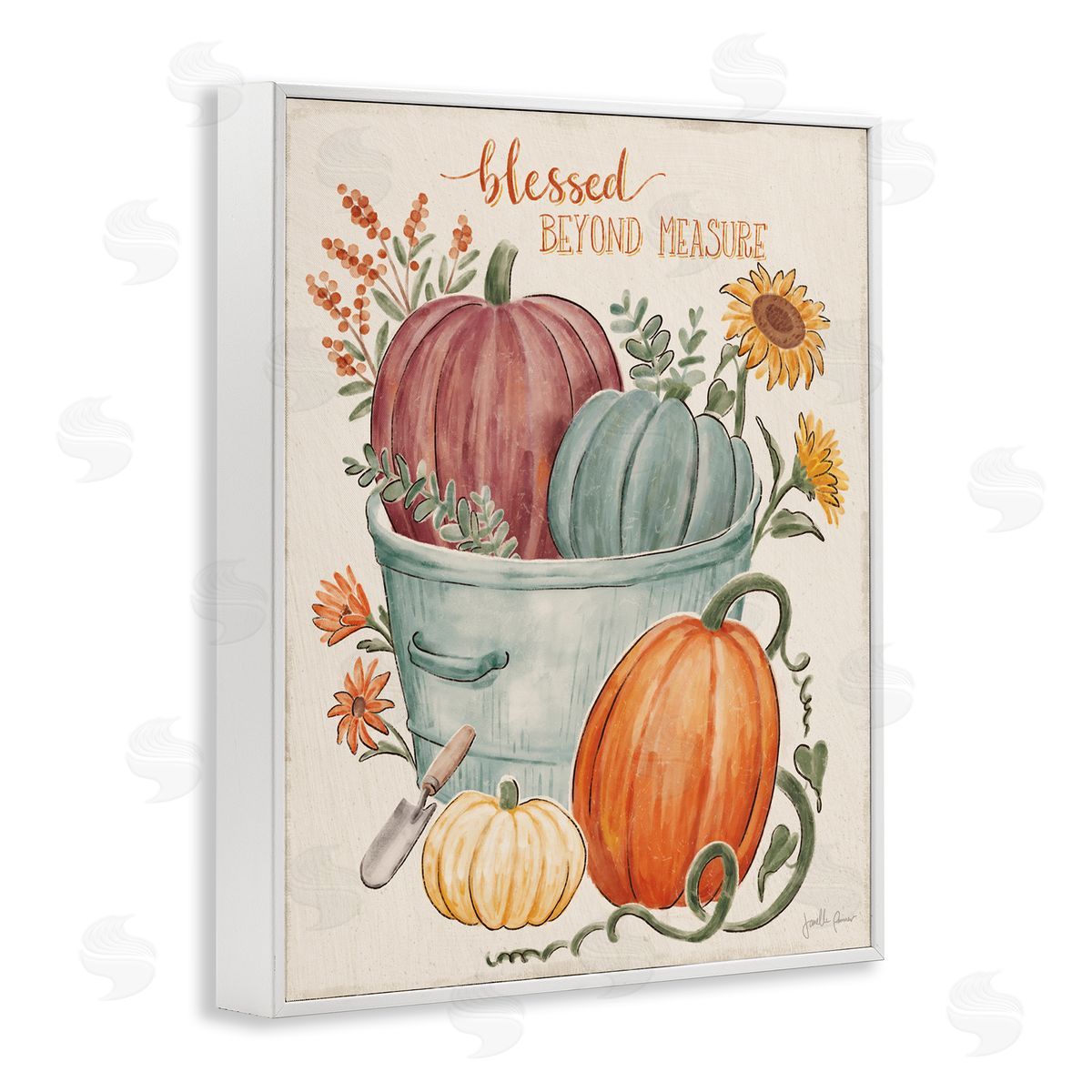 Janelle Penner Blessed Beyond Measure Pumpkin Plants Fall Harvest  White Framed Giclee Wall Art Print