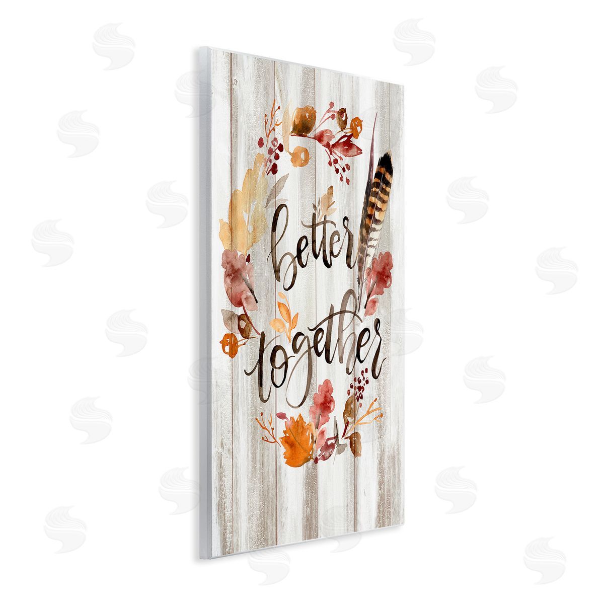Jennifer Paxton Parker Better Together Rustic Boho Calligraphy Feather Plants Wall Plaque Art Print