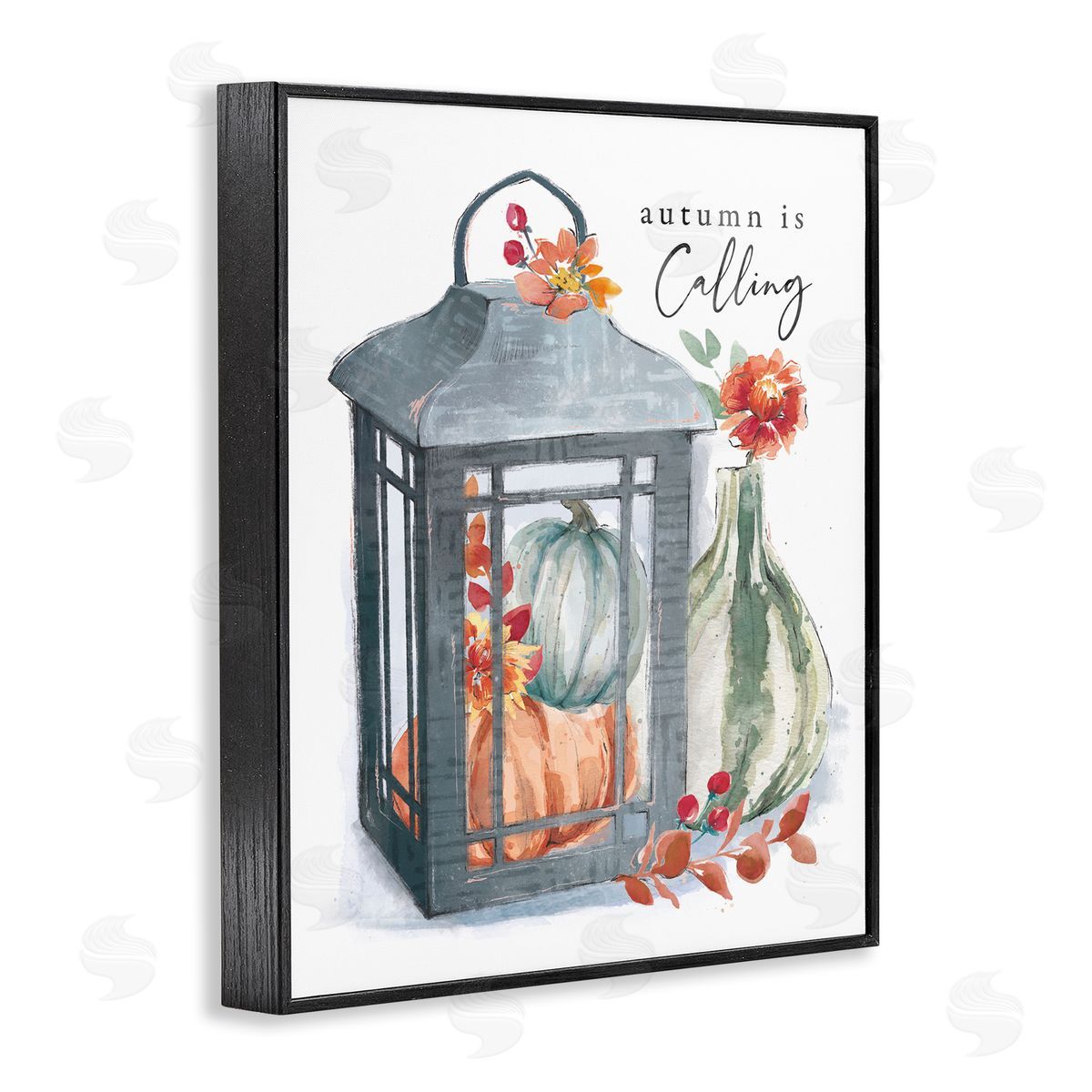 Courtney Morgenstern Autumn Is Calling Varied Gourds Floral Arrangement Watercolor Black Framed Giclee Wall Art Print