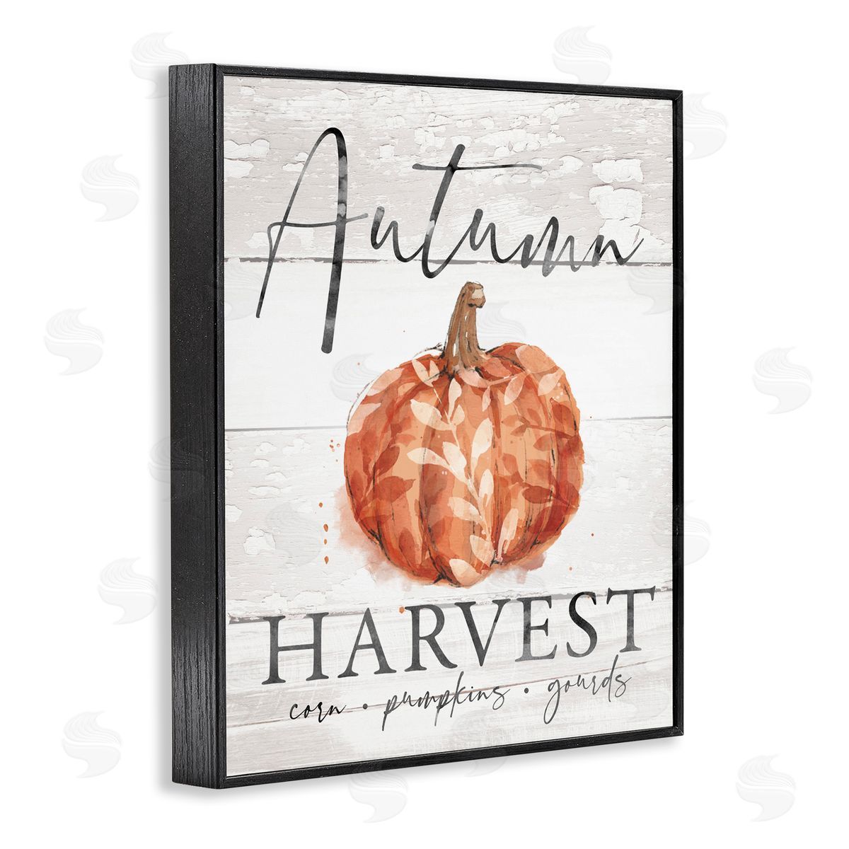 Courtney Morgenstern Autumn Harvest Seasonal Rustic Patterned Pumpkin Sign Black Framed Giclee Wall Art Print