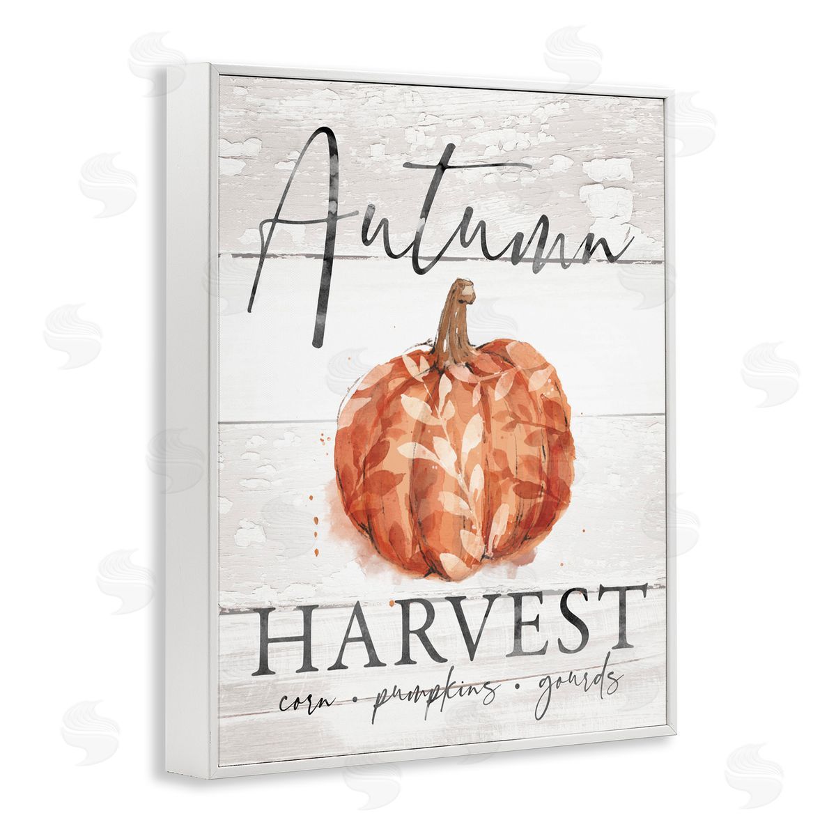 Courtney Morgenstern Autumn Harvest Seasonal Rustic Patterned Pumpkin Sign White Framed Giclee Wall Art Print
