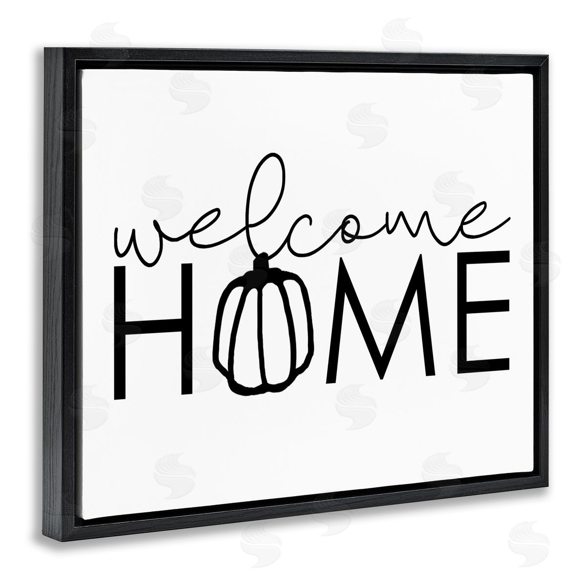 Dogwood Portfolio Welcome Home Autumn Typography Phrase Pumpkin Black Floating Frame Canvas Wall Art Print
