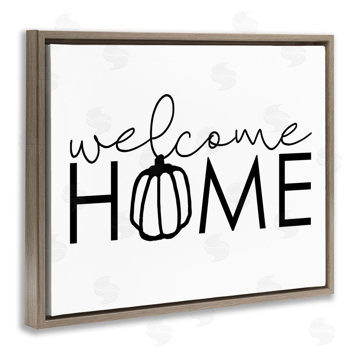 Dogwood Portfolio Welcome Home Autumn Typography Phrase Pumpkin Brown Floating Frame Canvas Wall Art Print