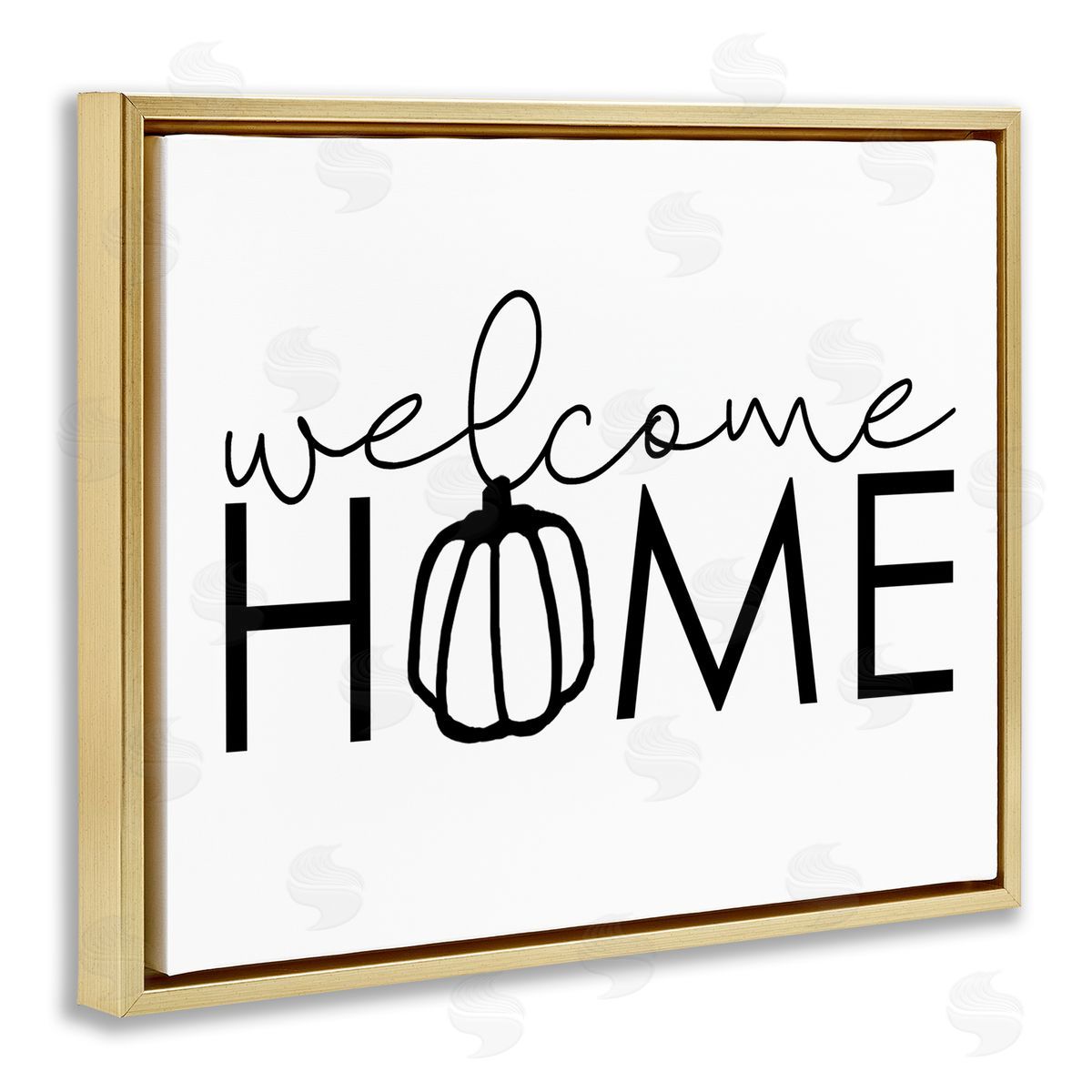 Dogwood Portfolio Welcome Home Autumn Typography Phrase Pumpkin Gold Floating Frame Canvas Wall Art Print