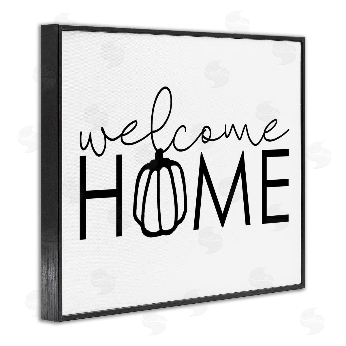 Dogwood Portfolio Welcome Home Autumn Typography Phrase Pumpkin Black Framed Giclee Wall Art Print