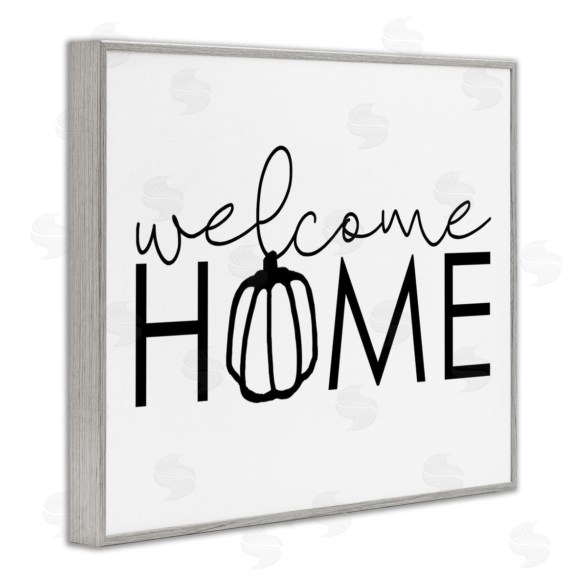 Dogwood Portfolio Welcome Home Autumn Typography Phrase Pumpkin Gray Framed Giclee Wall Art Print