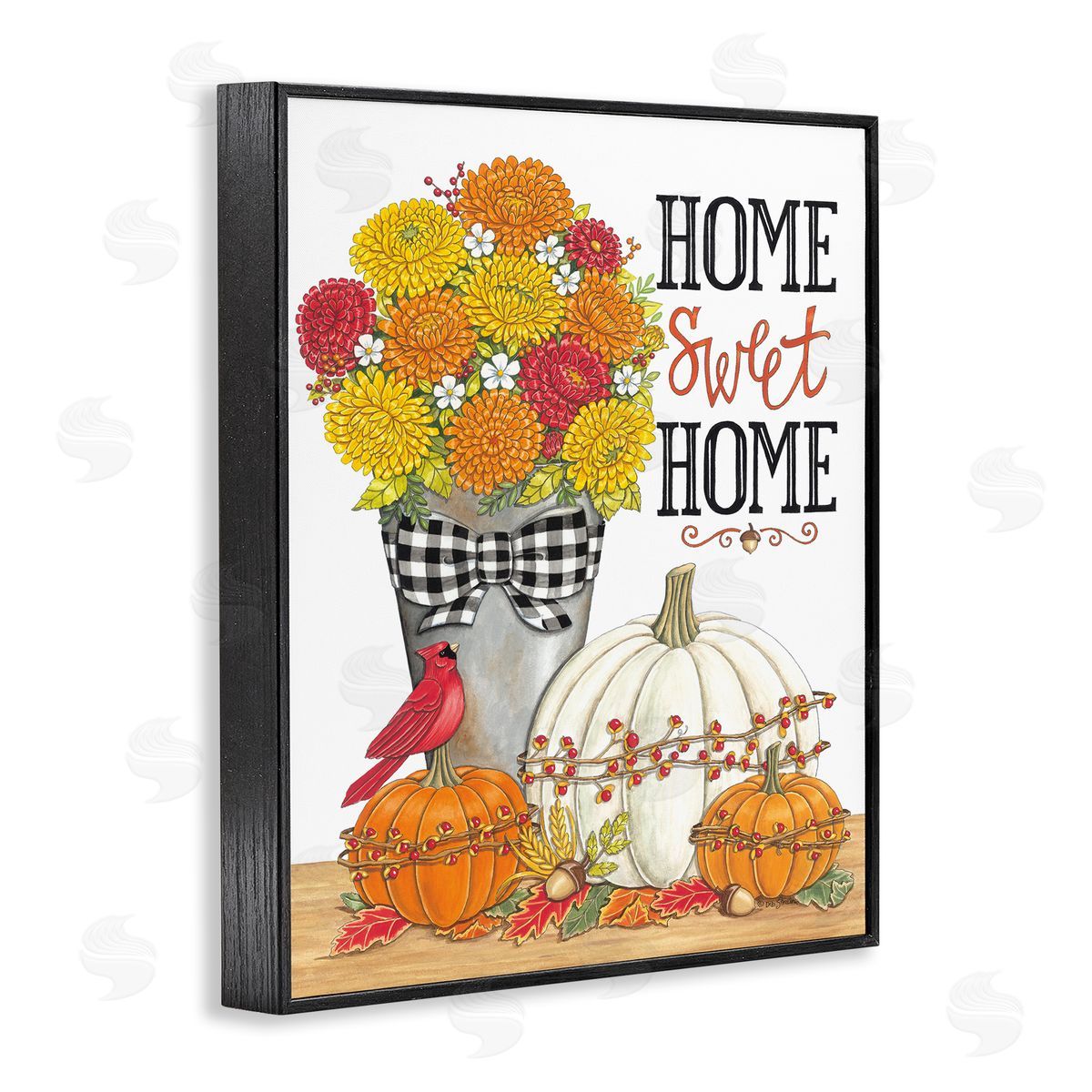 Deb Strain Home Sweet Home Autumnal Bouquet Tartan Ribbons  Black Framed Giclee Wall Art Print