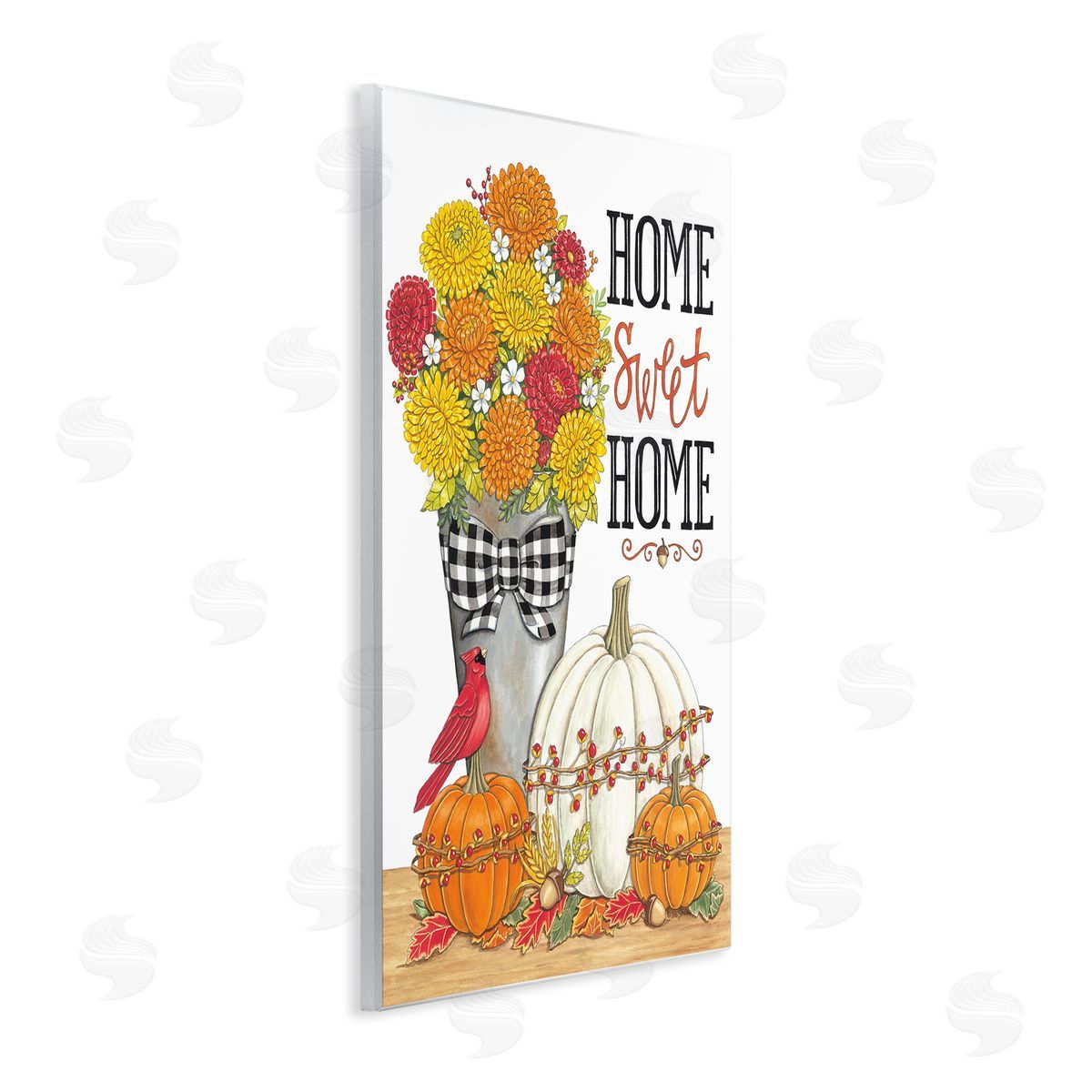 Deb Strain Home Sweet Home Autumnal Bouquet Tartan Ribbons  Wall Plaque Art Print