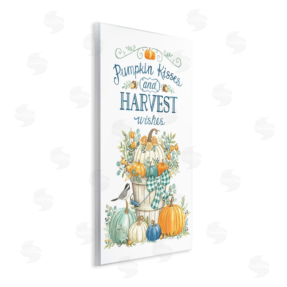 Deb Strain Harvest Wishes Autumnal Fall Pumpkins Botanical Bouquet  Wall Plaque Art Print