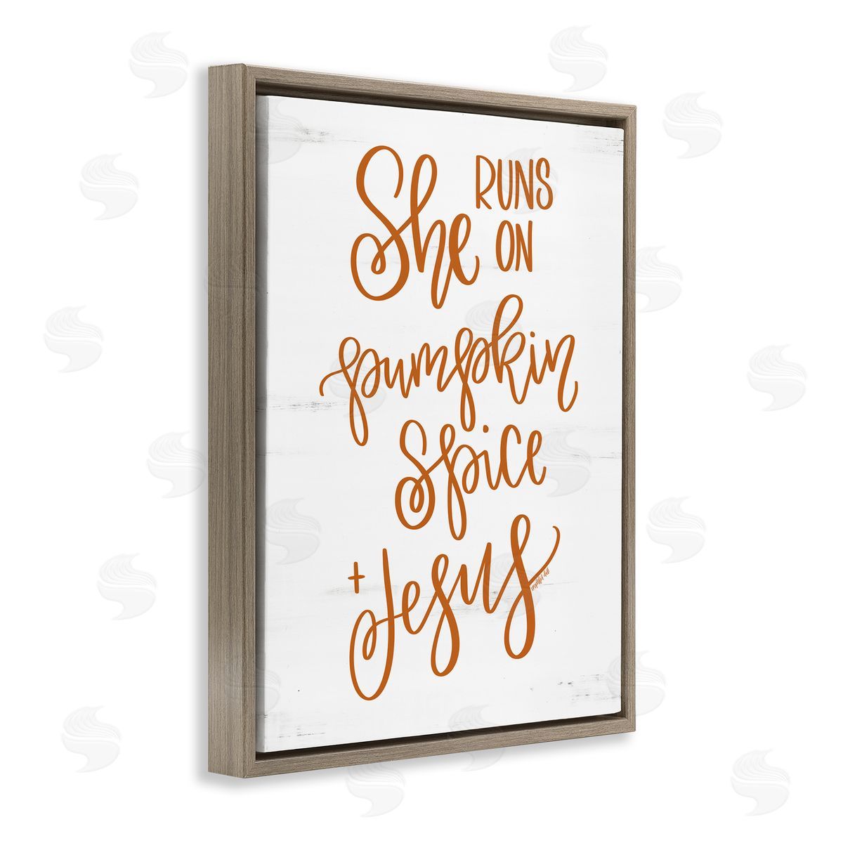 Imperfect Dust Pumpkin Spice & Jesus Endearing Fall Typography Script  Brown Floating Frame Canvas Wall Art Print