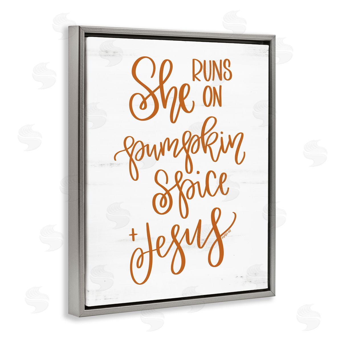 Imperfect Dust Pumpkin Spice & Jesus Endearing Fall Typography Script  Gray Floating Frame Canvas Wall Art Print
