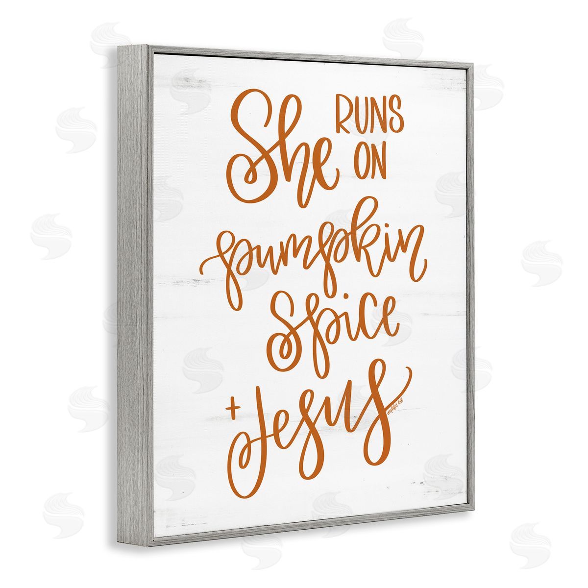 Imperfect Dust Pumpkin Spice & Jesus Endearing Fall Typography Script  Gray Framed Giclee Wall Art Print