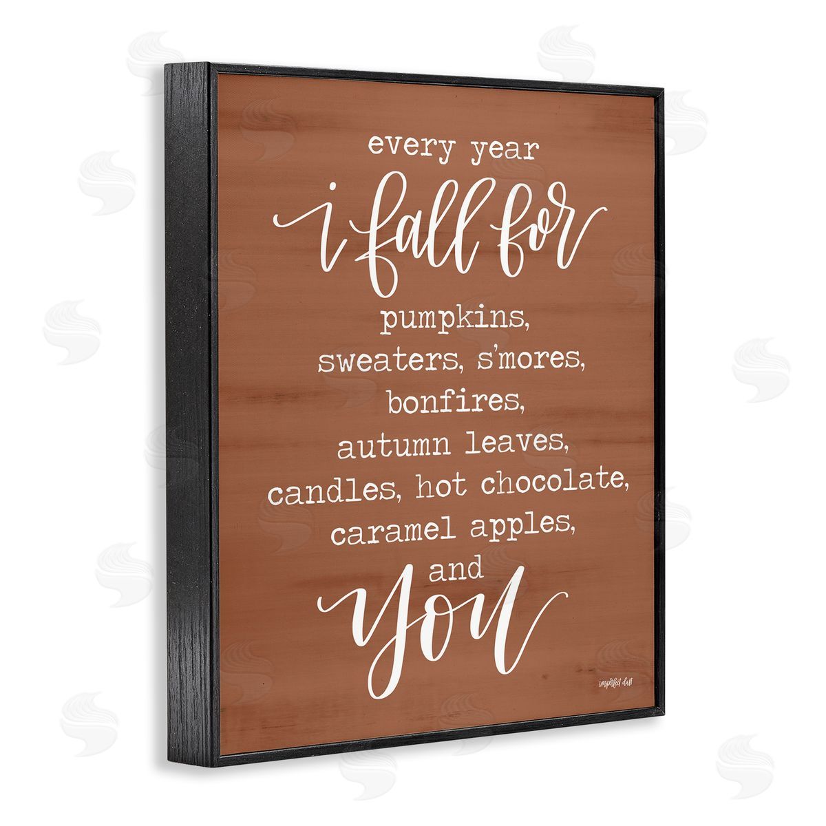 Imperfect Dust Cozy Romantic Autumn Quote Brown Seasonal Calligraphy  Black Framed Giclee Wall Art Print