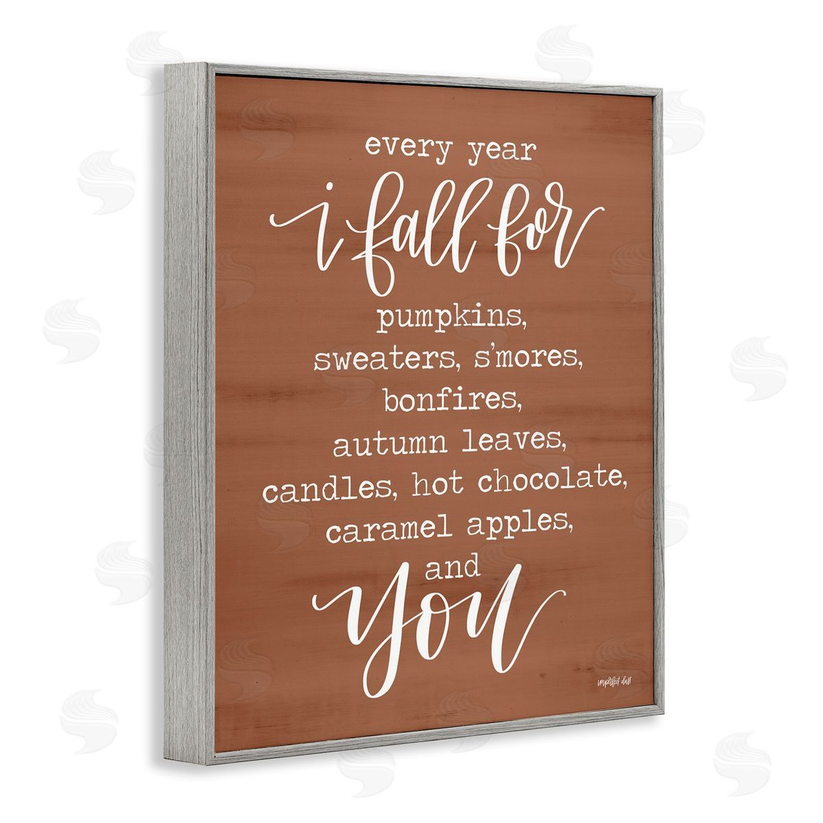 Imperfect Dust Cozy Romantic Autumn Quote Brown Seasonal Calligraphy  Gray Framed Giclee Wall Art Print
