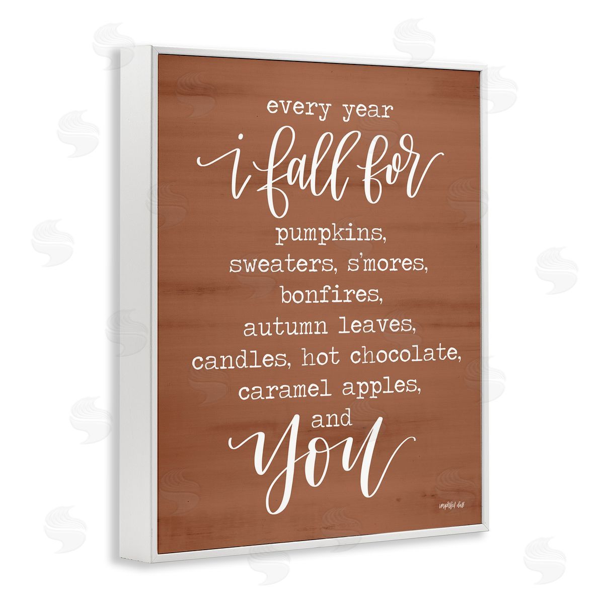 Imperfect Dust Cozy Romantic Autumn Quote Brown Seasonal Calligraphy  White Framed Giclee Wall Art Print