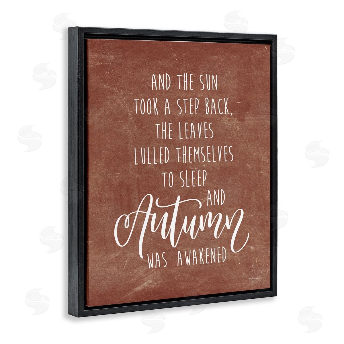 Imperfect Dust Idyllic Autumn Calligraphy Phrase Brown Rustic  Black Floating Frame Canvas Wall Art Print