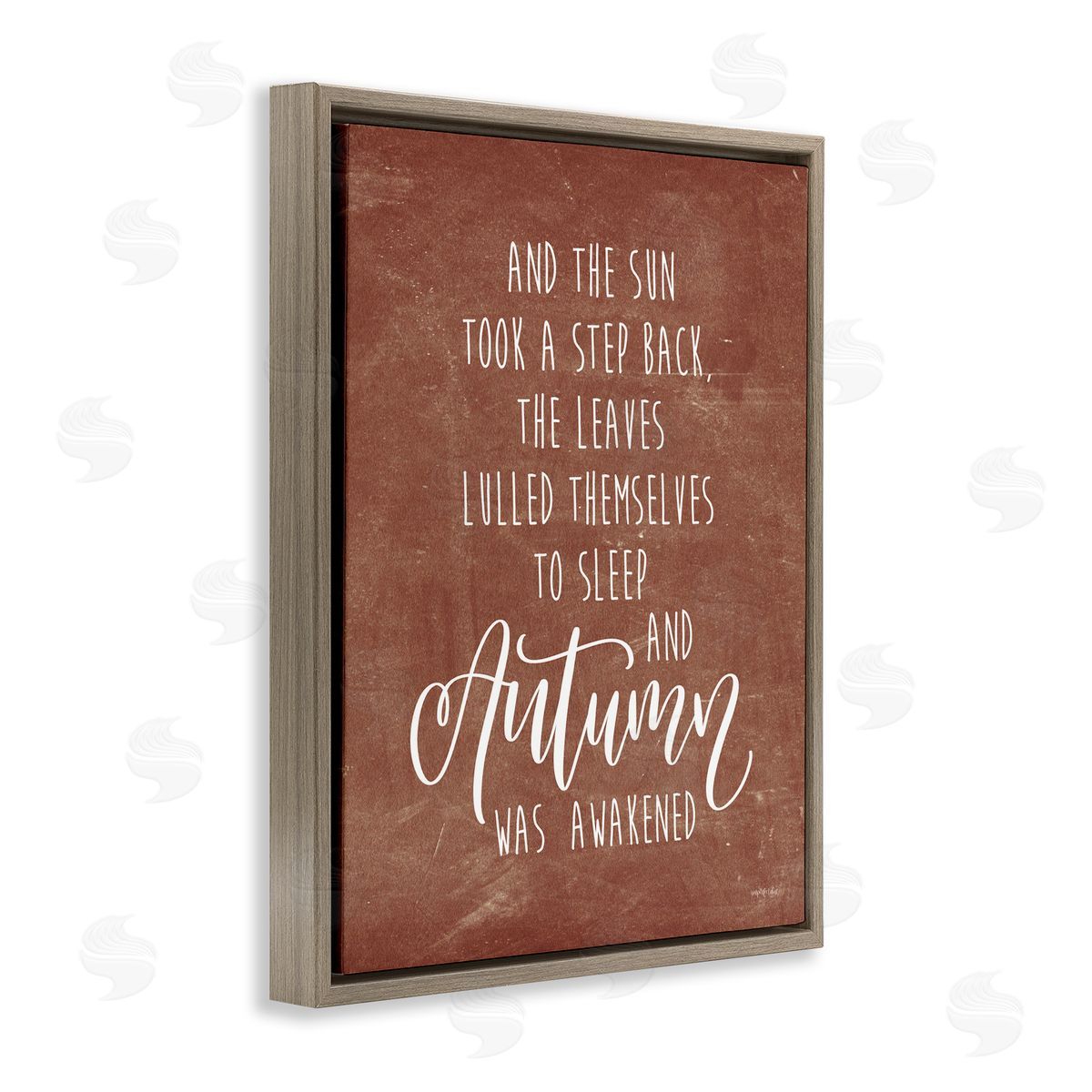 Imperfect Dust Idyllic Autumn Calligraphy Phrase Brown Rustic  Brown Floating Frame Canvas Wall Art Print