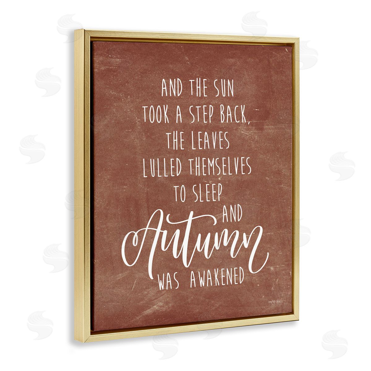 Imperfect Dust Idyllic Autumn Calligraphy Phrase Brown Rustic  Gold Floating Frame Canvas Wall Art Print