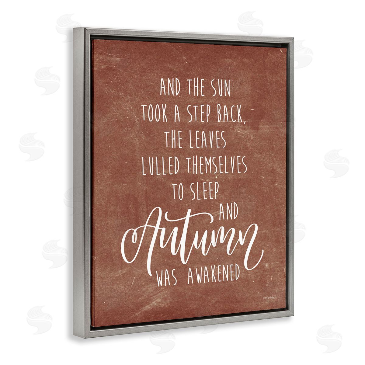 Imperfect Dust Idyllic Autumn Calligraphy Phrase Brown Rustic  Gray Floating Frame Canvas Wall Art Print