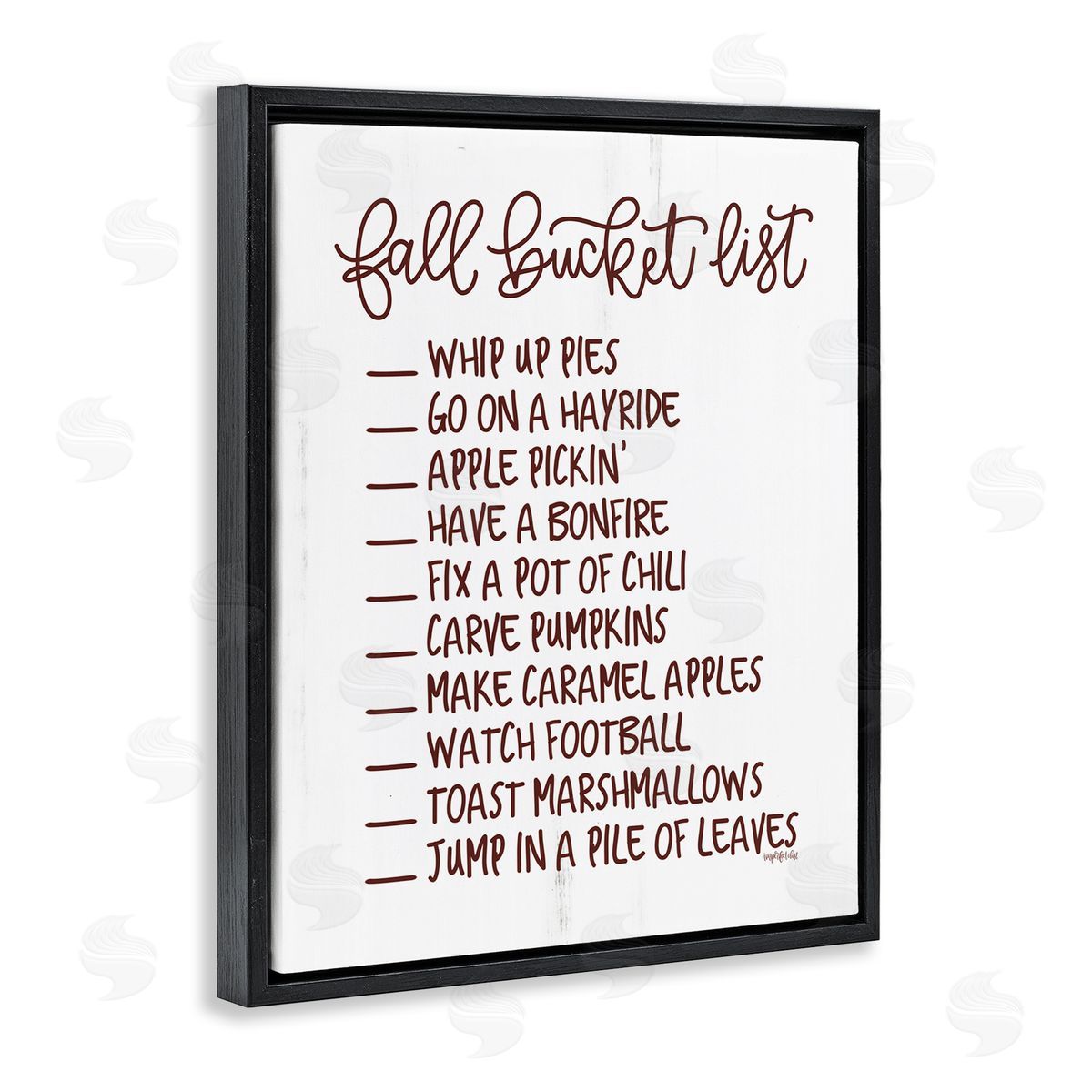 Imperfect Dust Fall Bucket List Seasonal Typography Grain Pattern Black Floating Frame Canvas Wall Art Print